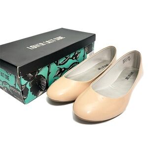 Vintage Y2K deadstock nude vegan patent leather slip on ballet flats